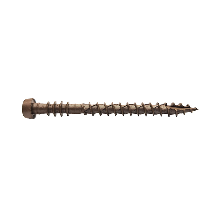 Color Match Composite Deck Screws with Cap Head, Ribs, and Twister Thread for Secure Decking