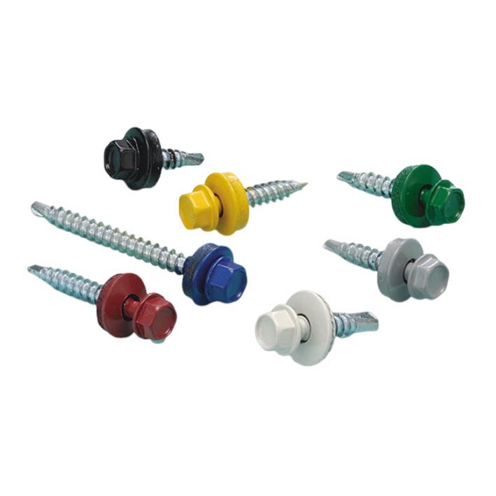 Painted Hex Head Roofing Screw with Bonded Washer and Drill Point